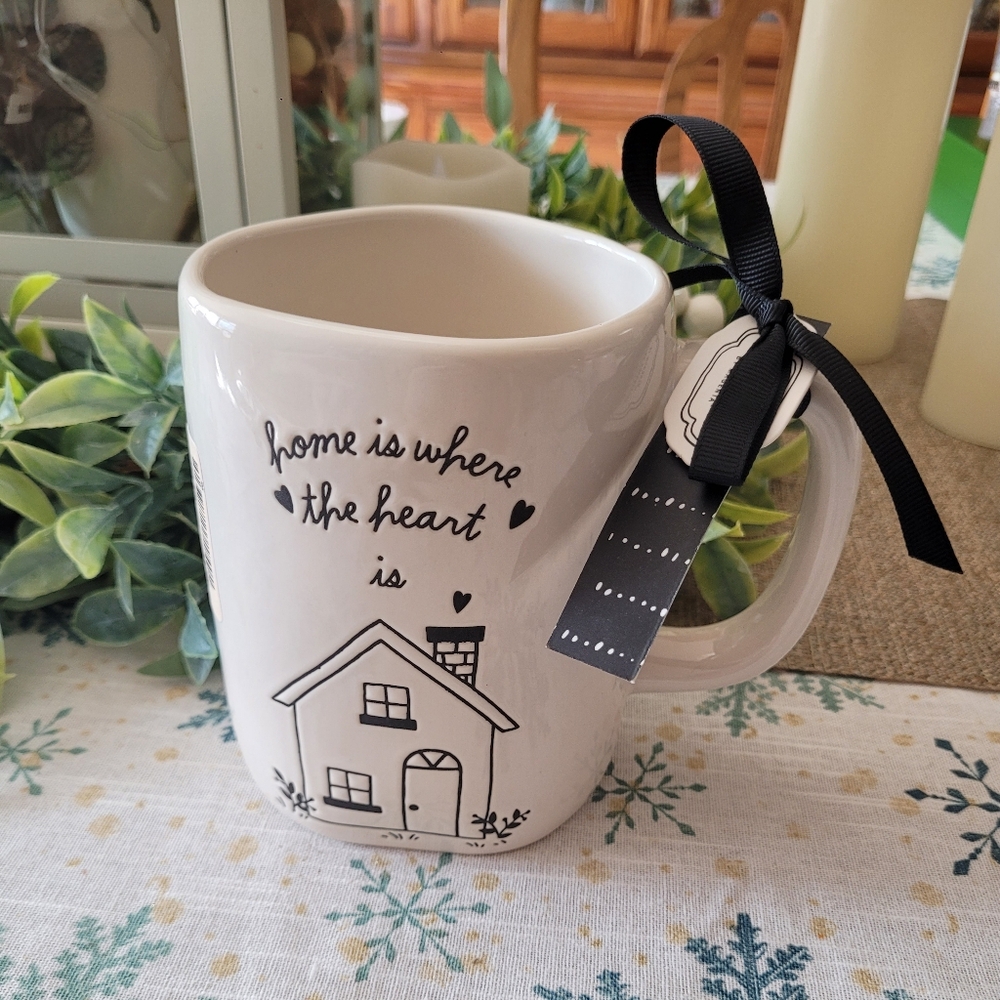 Rae Dunn "Home is where the heart is" mug, new